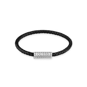 Guess JUMB02141JWSTBKL Stainless Steel Black Leather Bracelet - A9315