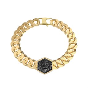 Guess UMB06001YGL Gold Tone Black Lion Bracelet - A9335