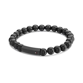 Tommy Hilfiger 2790581 Black IP Onyx Bead Bracelet - A9636