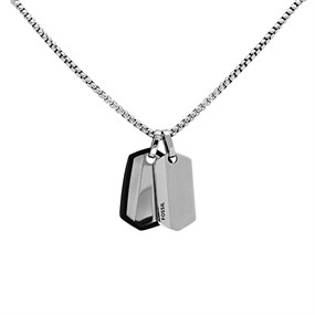 Fossil JF03996040 Stainless Steel Dog Tag Necklace - A97105