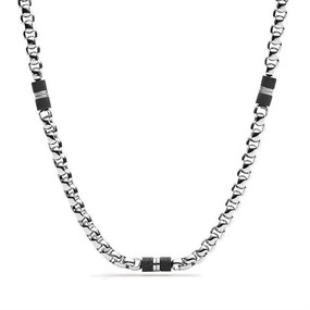 Fossil JF03314040 Stainless Steel Black Marble Necklace - A97119