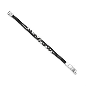 Police PEAGB0035601 URBAN Stainless Steel Beads And Leather Bracelet - A98311