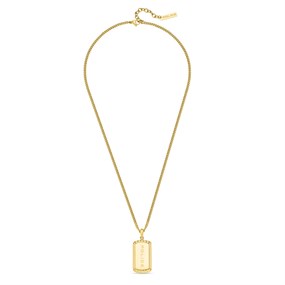 Police PEAGN0041302 URBAN Stainless Steel Gold Tone Tag Necklace - A98346
