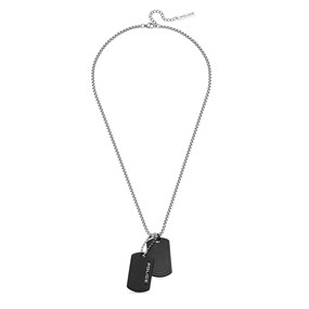 Police PEAGN0042001 URBAN Stainless Steel Black Double Tag Necklace - A98350