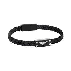 Police PEAGB0015001 CRUSADER Stainless Steel And Black Leather Batman Bracelet - A98386