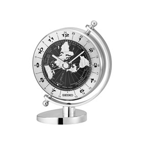 Seiko QHG106S Silver Tone World Time Mantel Clock - C1755