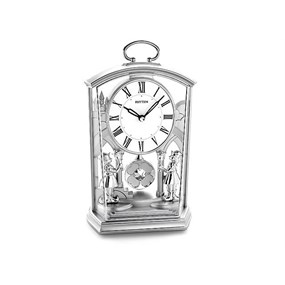 Rhythm Silver Tone Pendulum Mantel Clock - C1866