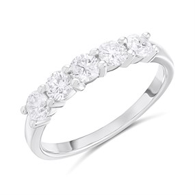 Polar Fire Platinum Diamond Five Stone Diamond Ring- 1ct (GLI Certifiacte) - D08170