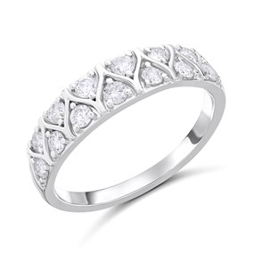 Platinum Two Row Fancy Diamond Band Ring, 1/2ct - D08182