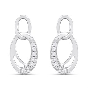 Platinum Double Loop Diamond-Set Earrings - D08503