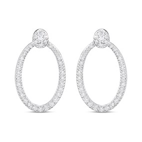Platinum Diamond-Set Oval Earrings, 1/3ct/pair - D08509