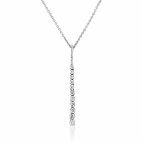 18ct White Gold Diamond Drop Necklace - 68pts - D4521