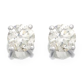 18ct White Gold 1 Carat Diamond Solitaire Stud Earrings - D4530