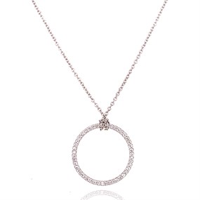 18ct White Gold Diamond Circle Necklace - 14pts - D4533