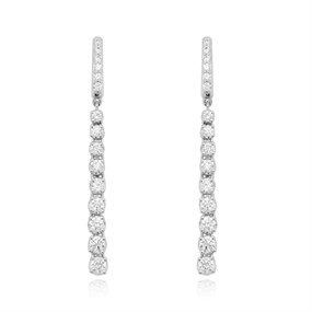 18ct White Gold Diamond Drop Earrings - 3/4ct per pair - D4541