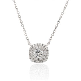 18ct White Gold Diamond Cluster Necklace - 42pts - D4554
