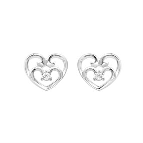 Love It! 9ct White Gold Diamond Heart Stud Earrings - D54133