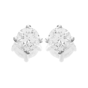 9ct White Gold Diamond Solitaire Stud Earrings - 20pts per pair - D5536