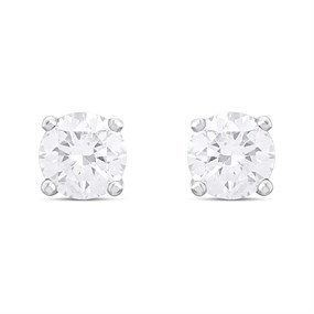 9ct White Gold Diamond Solitaire Stud Earrings - 40pts per pair - D5539