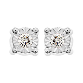 9ct Gold Diamond Solitaire Stud Earrings - 8pts per pair - D5549