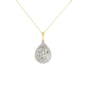9ct Gold Diamond Pear Cluster Necklace - 1/4ct - D56125