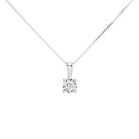 9ct White Gold Diamond Solitaire Necklace - 8pts - D56157
