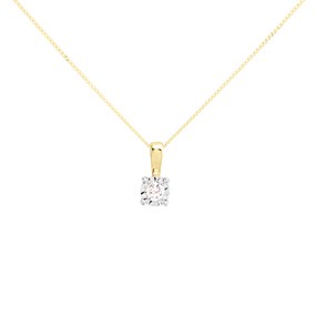 9ct Gold Diamond Solitaire Necklace - 8pts - D56159