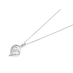 9ct White Gold Diamond Heart Necklace - D5644