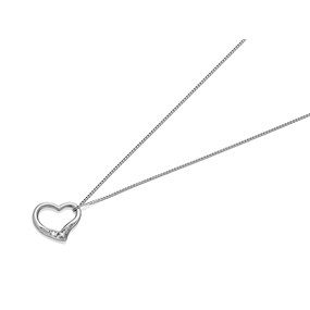 9ct White Gold Diamond Floating Heart Necklace - D5662