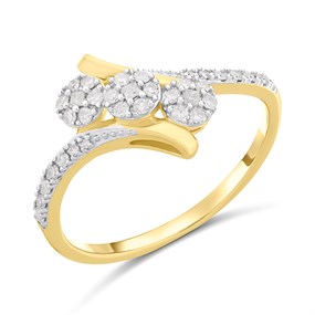 9ct Gold Trilogy Cluster Crossover Diamond Ring, 20pts - D5935
