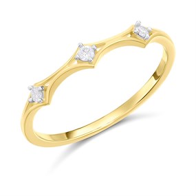 9ct Gold Modern Diamond Trilogy Ring - D5937