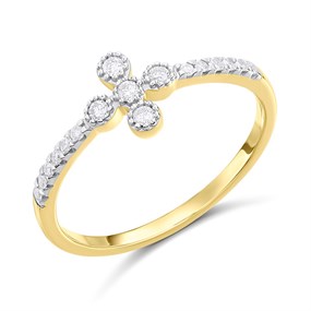 9ct Gold Dainty Flower Cluster Ring - D60100