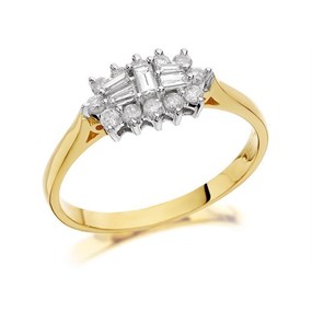 9ct Gold Diamond Cluster Ring - 1/2ct - D6056