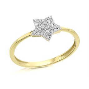 9ct Gold Diamond Star Cluster Ring - 8pts - D6067