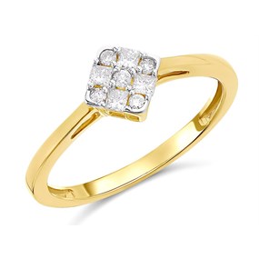 9ct Gold Diamond Cluster Ring - 20pts - D6072