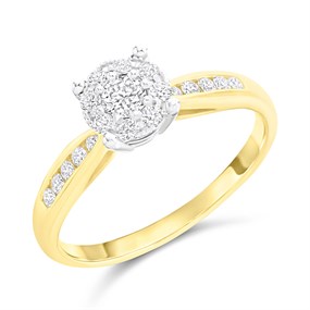 9ct Gold Diamond Starburst Cluster Ring - 36pts - D6092