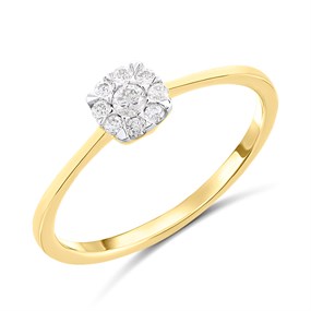 9ct Rounded-Square Diamond Cluster Ring - D6098