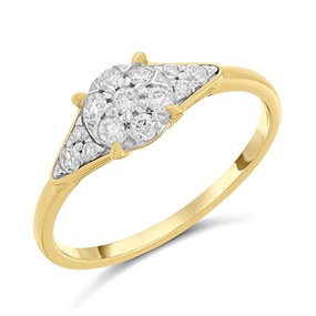 9ct Gold Diamond Cluster Ring, 1/4ct - D6099