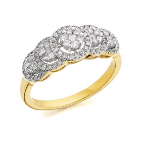 9ct Gold Diamond Cluster Band Ring - 1/2ct - D6109