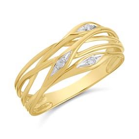 9ct Gold Diamond Open Strand Band Ring - D61159