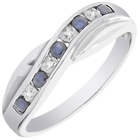 9ct White Gold Sapphire And Diamond Crossover Half Eternity Ring - D63001