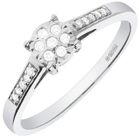 9ct White Gold Diamond Cluster Ring - 10pts - D63174