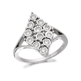 9ct White Gold Diamond Cluster Ring - 1/4ct - D6339