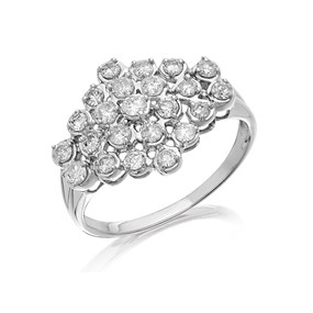 9ct White Gold Rhombus Cluster Ring - 3/4ct - D6343