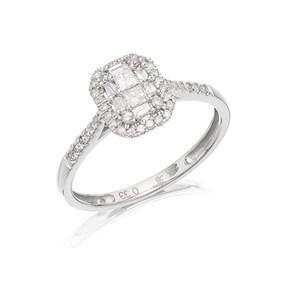 9ct White Gold Diamond Cluster Ring - 1/3ct - D66114