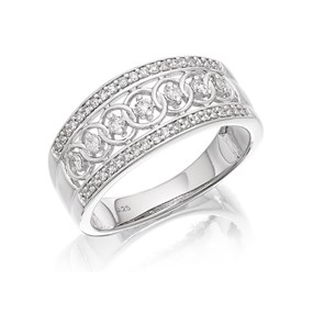 9ct White Gold Diamond Band Ring - 1/4ct - D66124