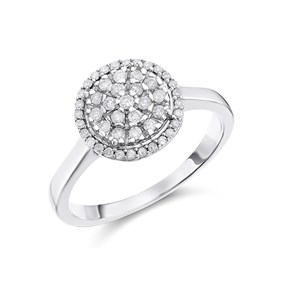 9ct White Gold Diamond Cluster Ring - 30pts - D66131