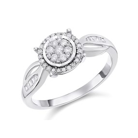 9ct White Gold Diamond Cluster Ring - 1/4ct - D66134