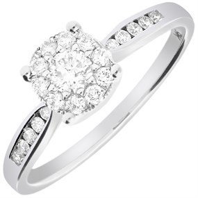 9ct White Gold Diamond Starburst Cluster Ring - 1/2ct - D66189