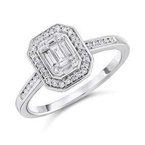 9ct White Gold Diamond Cluster Ring - 28pts - D66195